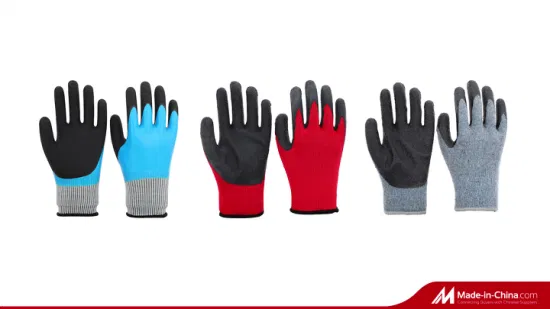 Bon prix Poiycotton doublure tricotée froissée gants de sécurité de travail enduits de latex