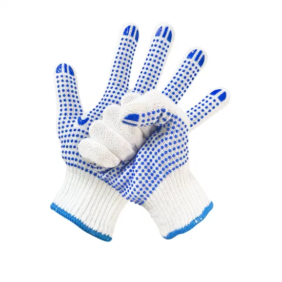Gant tricoté en gros de PVC/pointillés/points de la Chine avec des pigments Guantes gants de coton de travail de sécurité