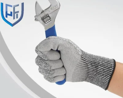 Recommander des gants de sécurité en PU tricotés Hppe 13G, doublure résistante aux coupures